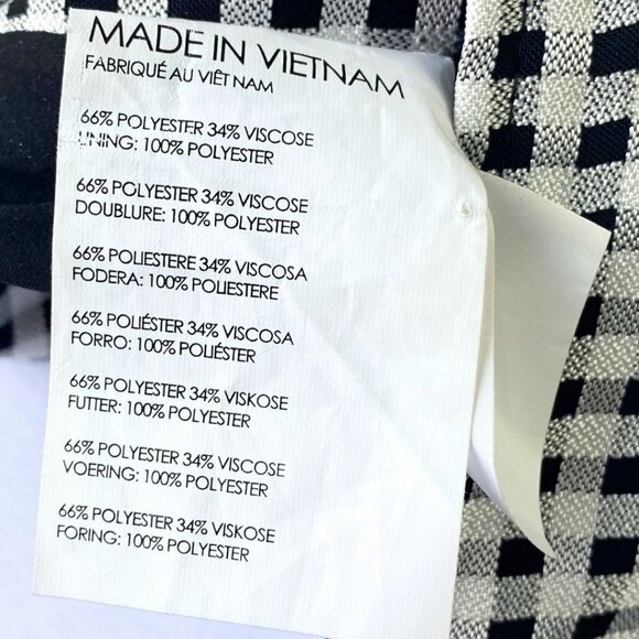 CLUB MONACO BLACK WHITE GINGHAM TAPERED WIDE CROPPED SIDE BUTTON PANTS - 4 - Picture 10 of 10